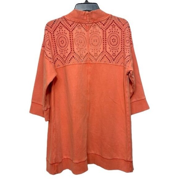SOFT SURROUNDINGS Ellie Topper CardiganSweater Eyelet in Coral Size S - Picture 3 of 9